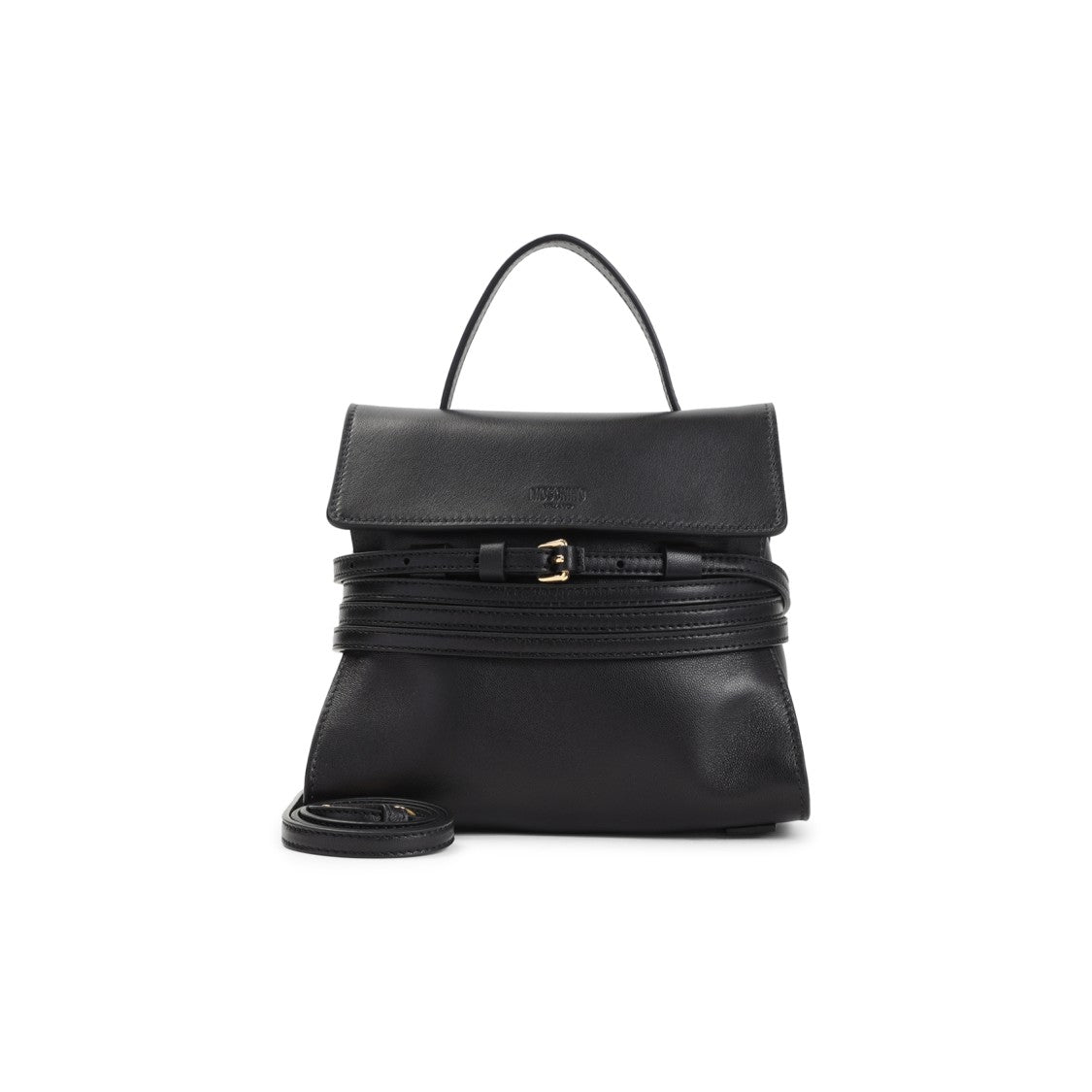 Moschino Structured Black Nappa Leather Handbag
