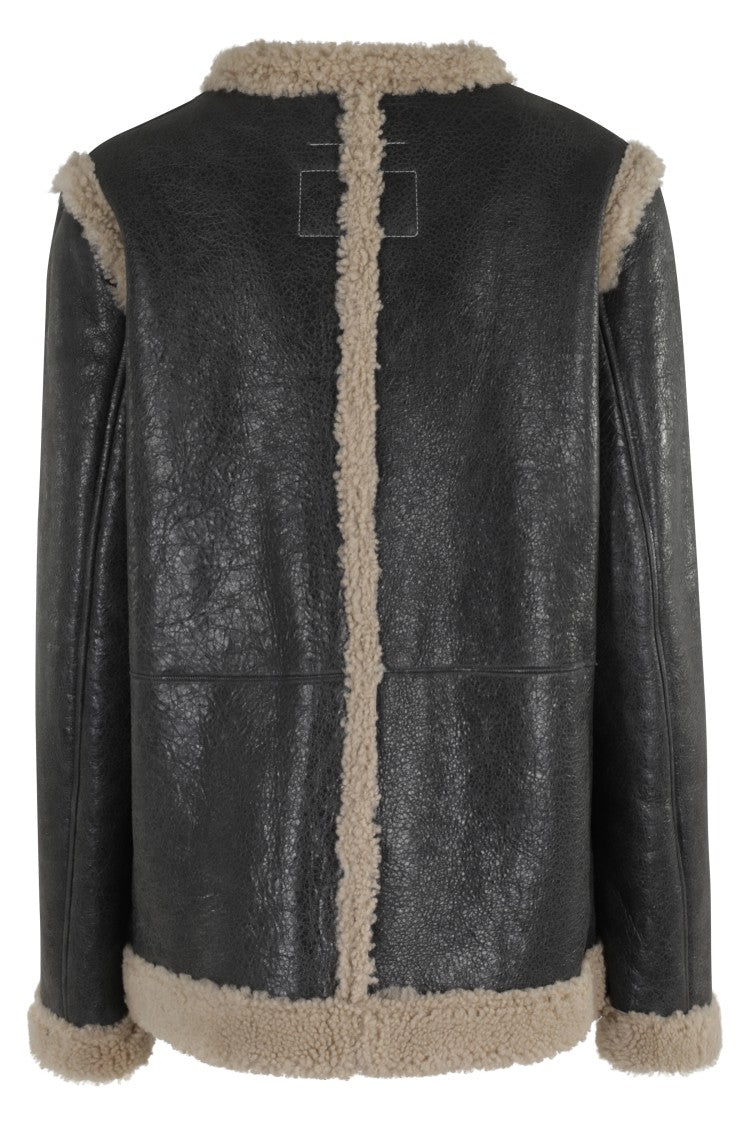 Mm6 By Maison Margiela Reversible Black Leather And Shearling Jacket