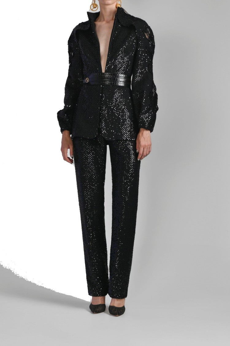 Saiid Kobeisy Sequin Straight Fit Pants