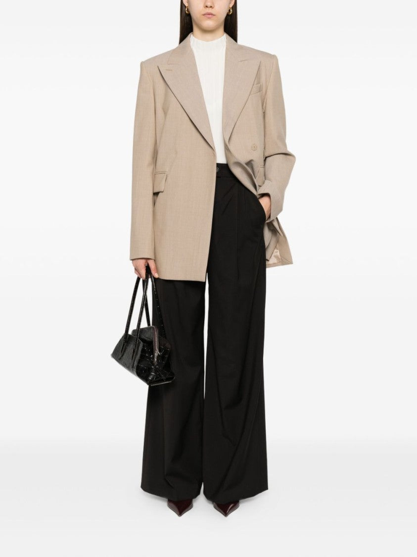 Sportmax High-Waisted Wide-Leg Trousers With Pleated Front