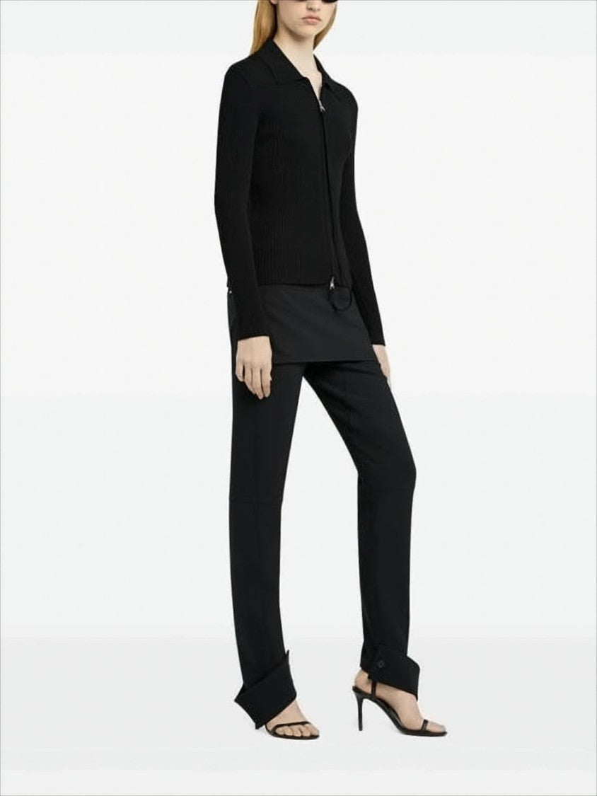 Courrèges Fitted Ribbed Cardigan With Silver Zipper Detail