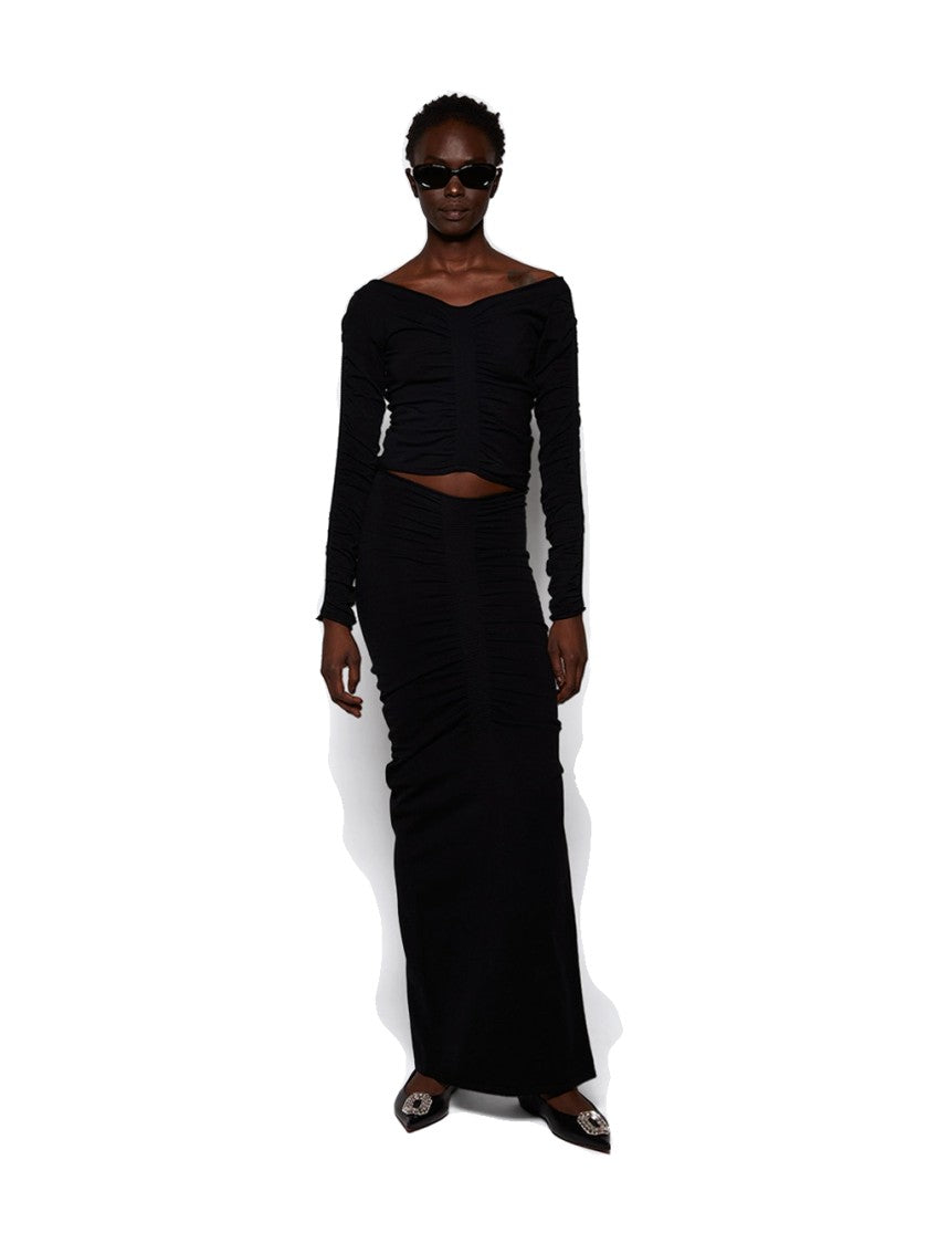 Alexander Wang V Neck Ruched Pullover Black