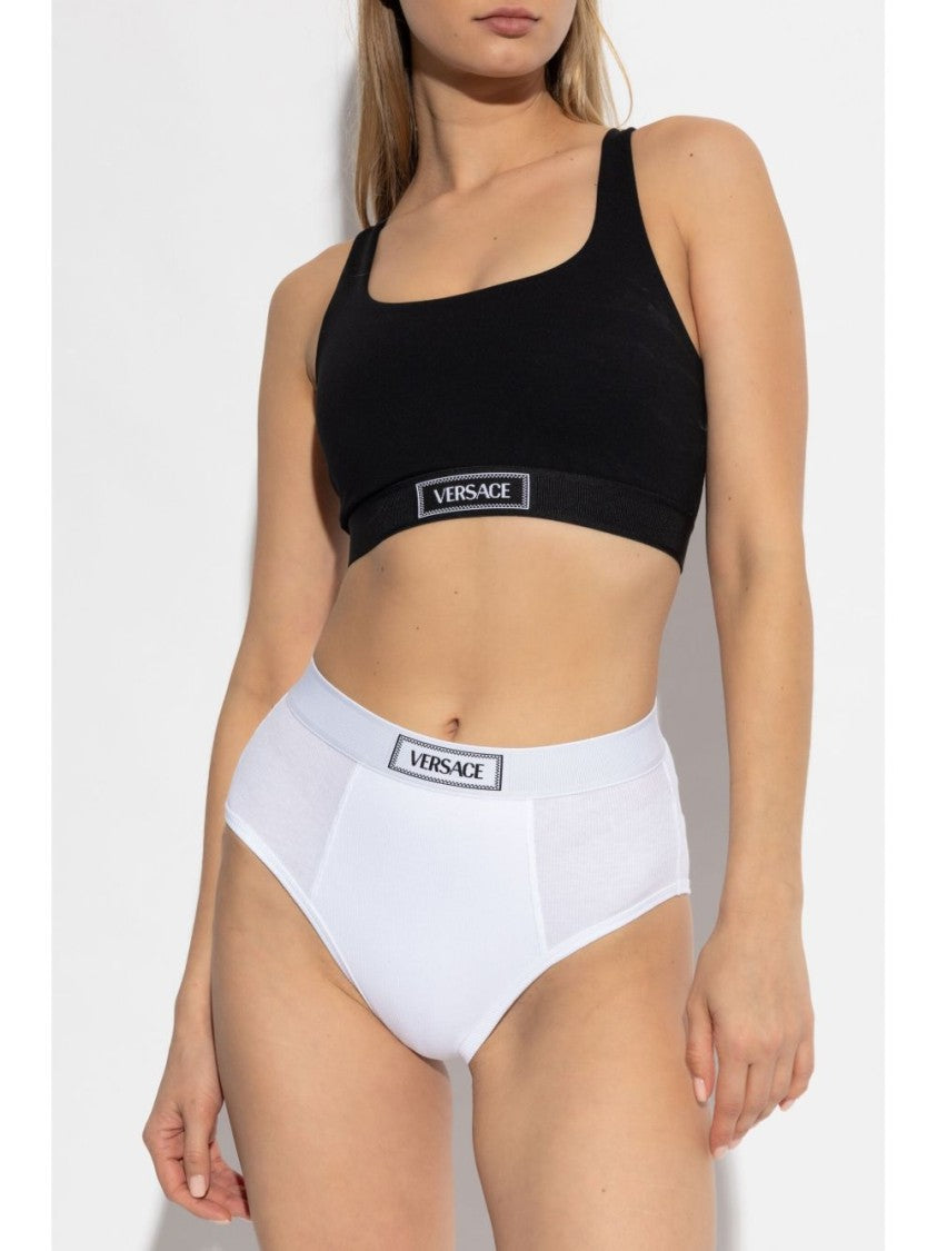 Versace Racerback Sports Bra With Logo Patch