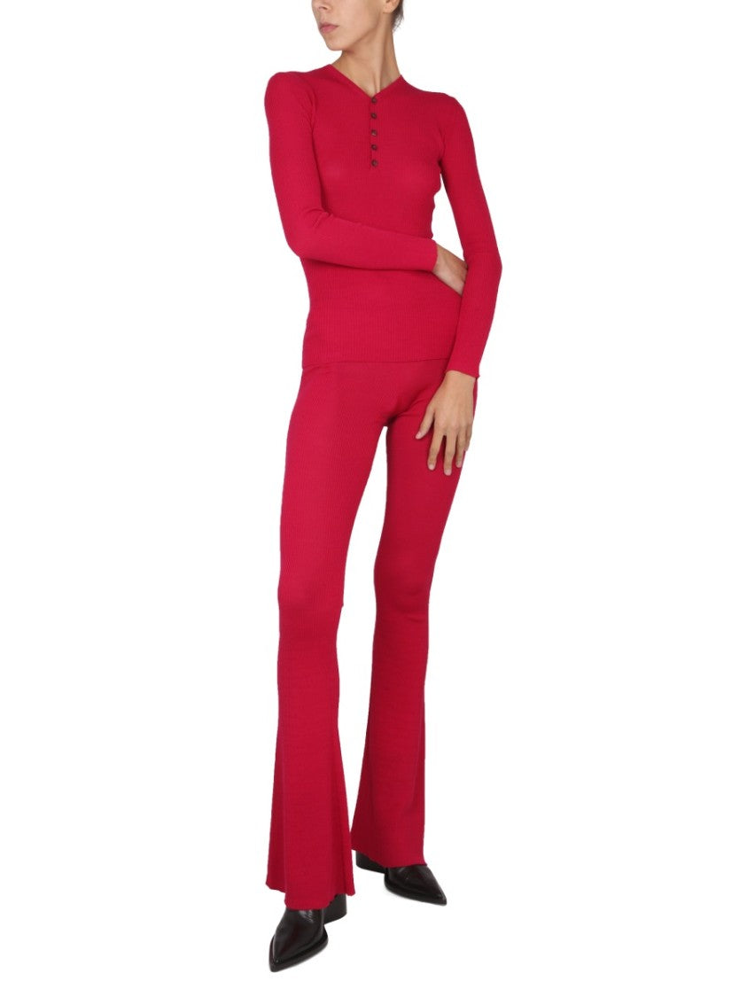 Dsquared2 Ribbed Flare Pants With Elastic Waistband