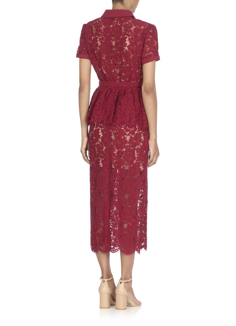 Self-Portrait Lace Peplum Midi Dress