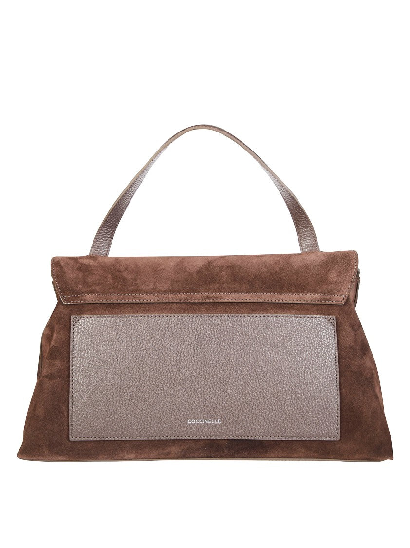 Coccinelle Trapezoidal Suede Handbag With Twist-Lock Clasp