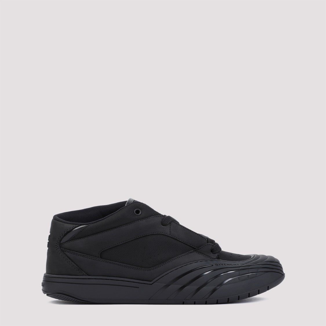 Givenchy Black Calf Leather New Line Men Shoes Mid-Top Sneakers