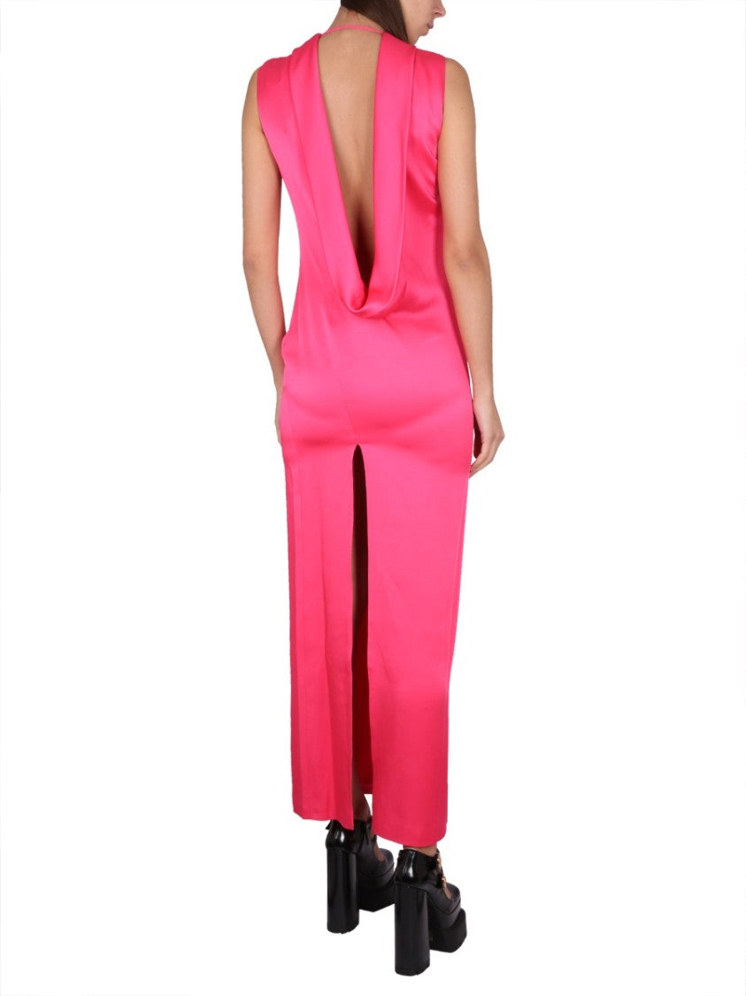 Versace Long Dress With Ring Neckline