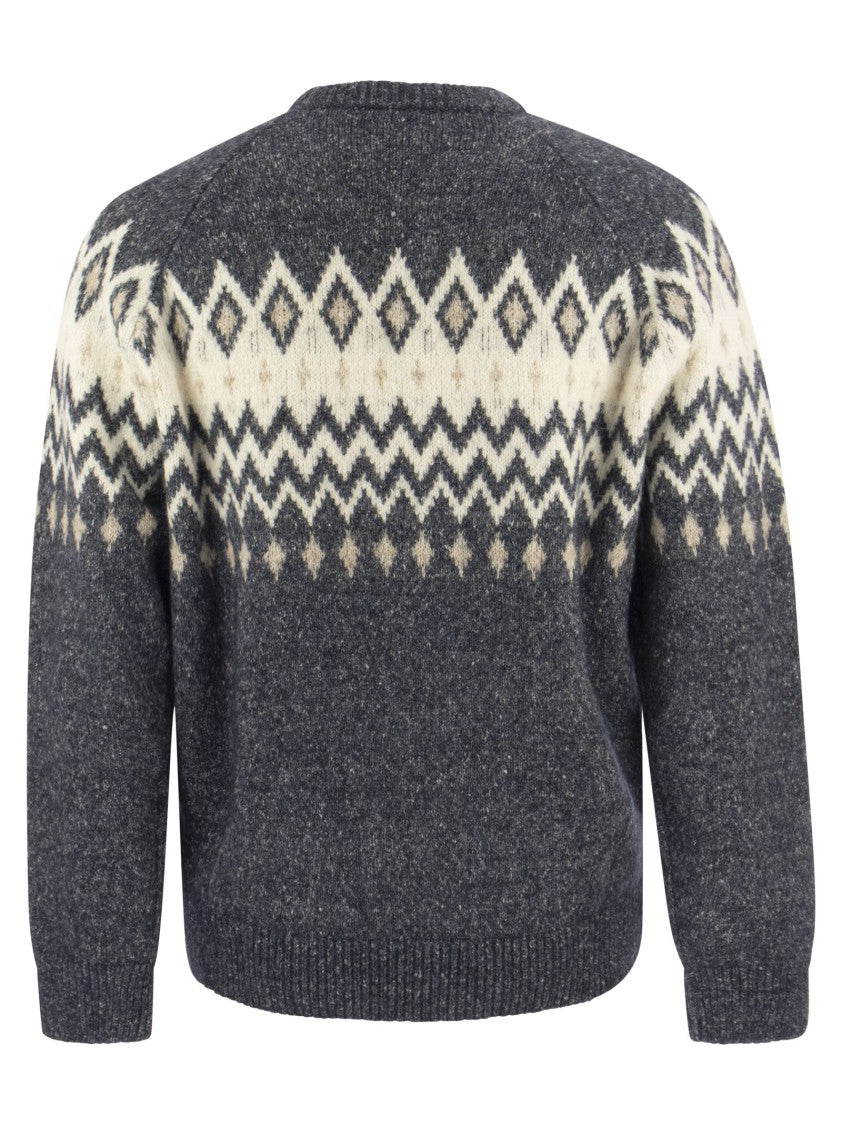 Brunello Cucinelli Icelandic Jacquard Buttoned Sweater In Alpaca, Cotton