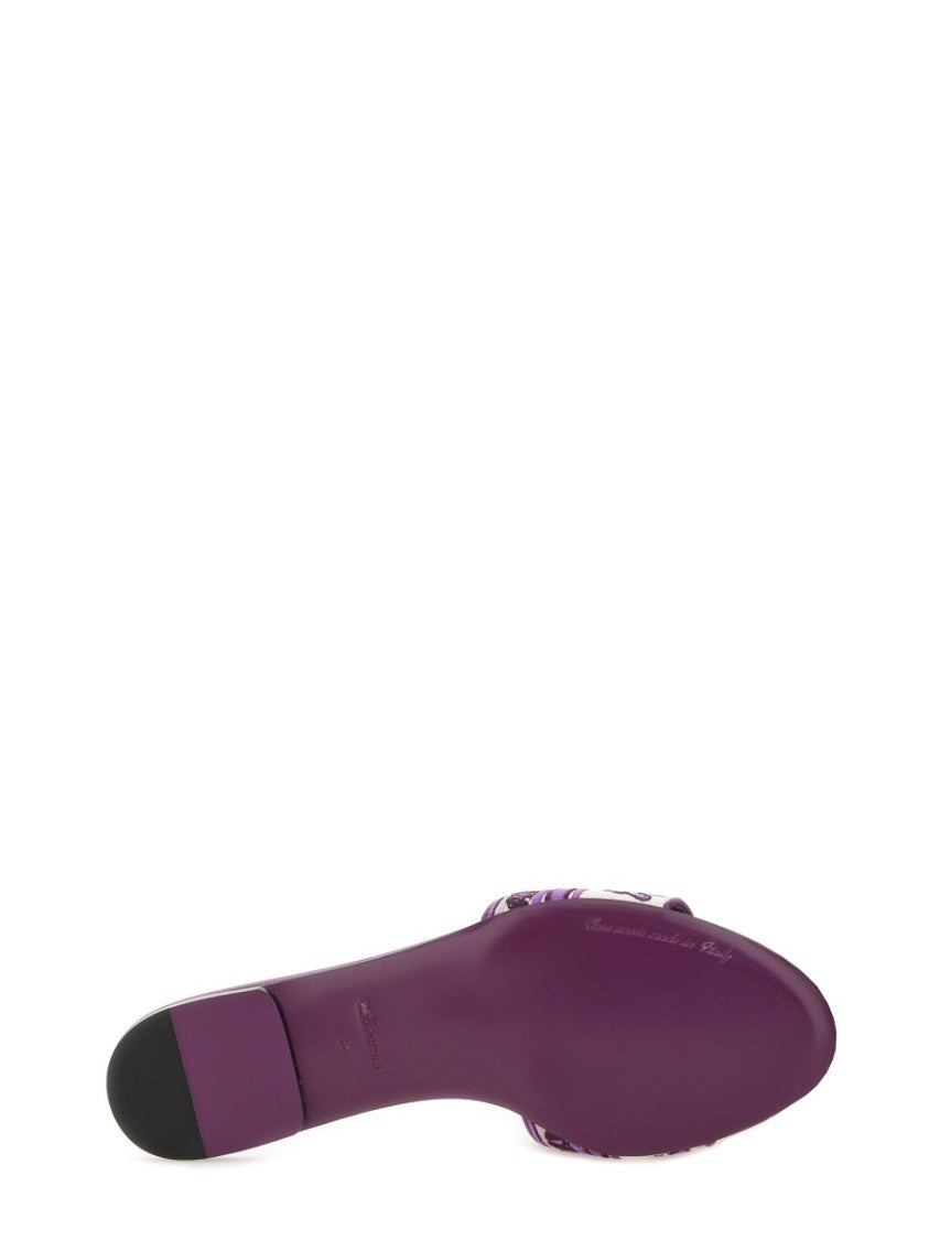 Dolce & Gabbana Purple Slide Sandal With Intricate Embroidery