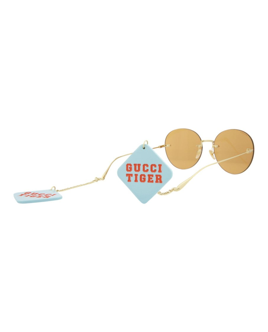 Gucci Round-Frame Metal Sunglasses