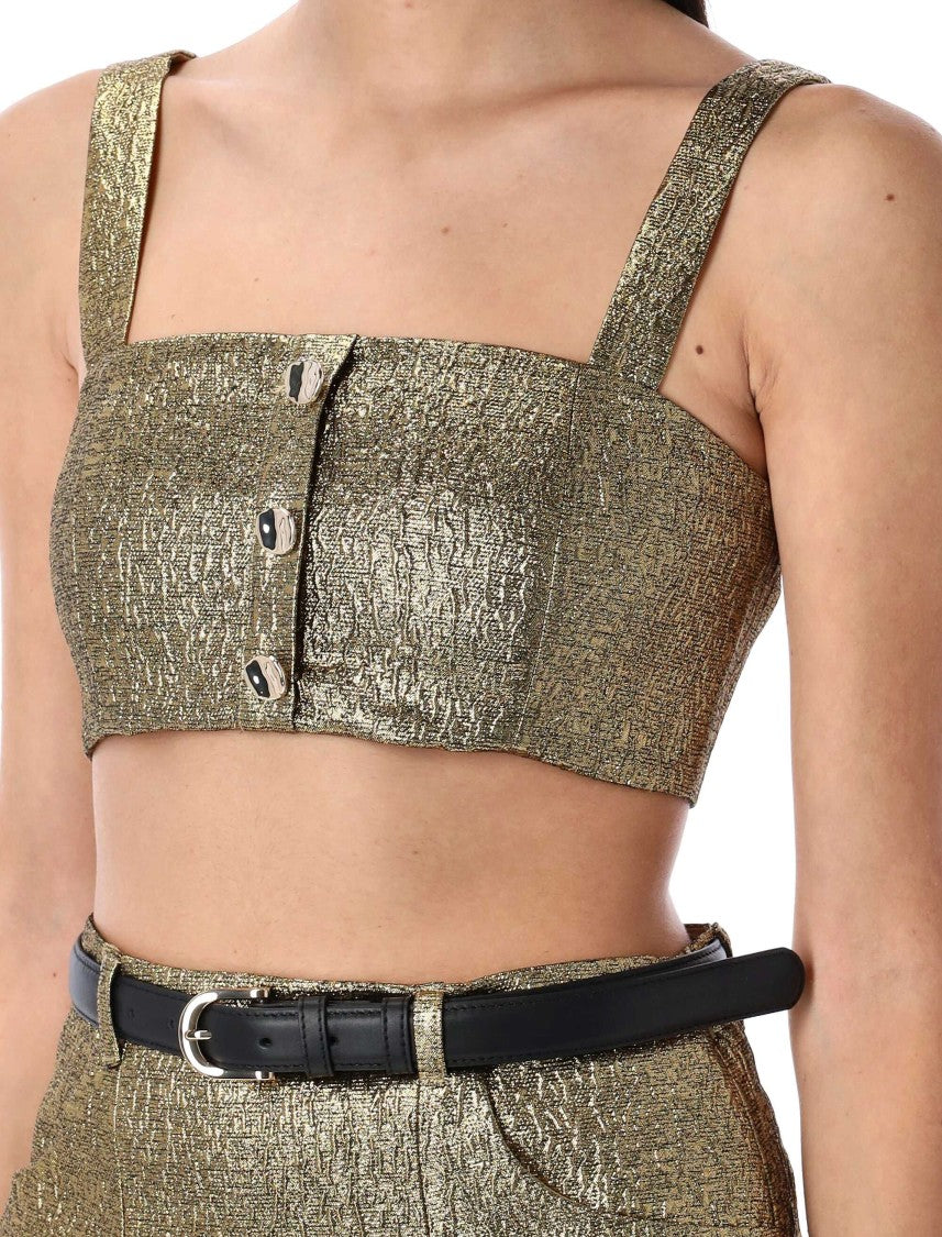 Self-Portrait Bandeau Gold Top