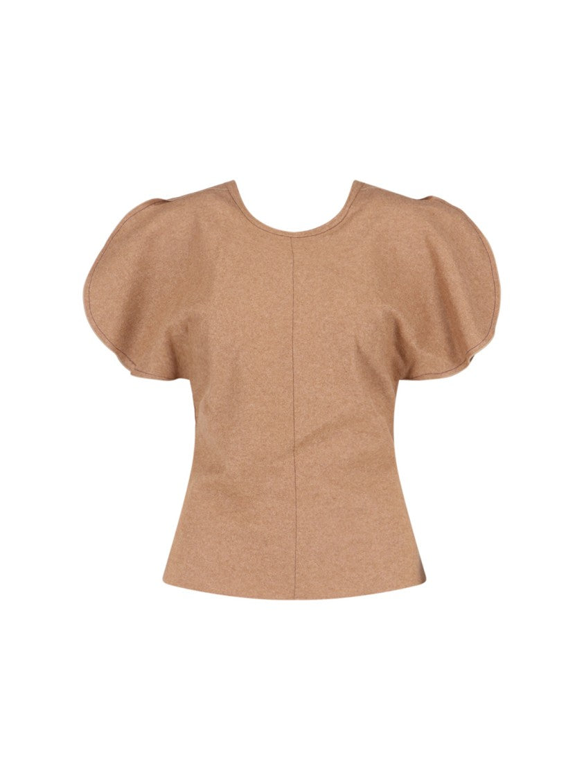 Victoria Beckham Draped Sleeve Top With V-Neckline And Cut-Out Detail