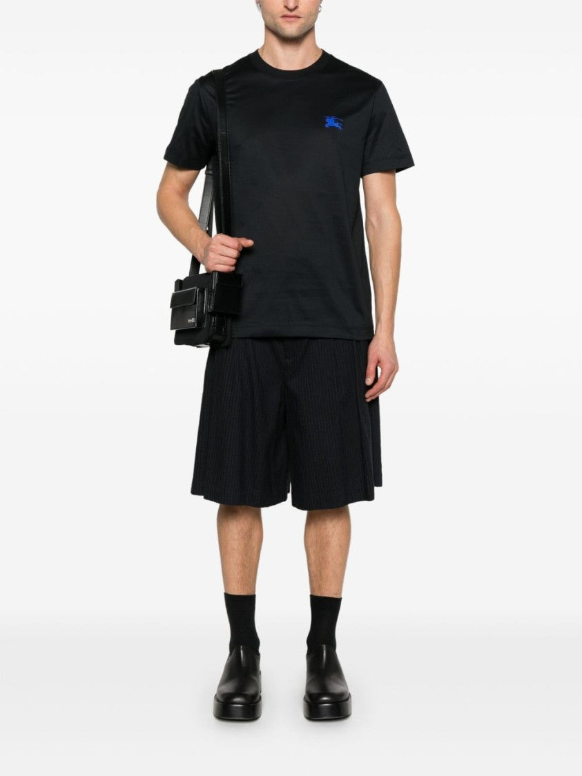 Burberry Black Crew Neck T-Shirt With Embroidered Logo