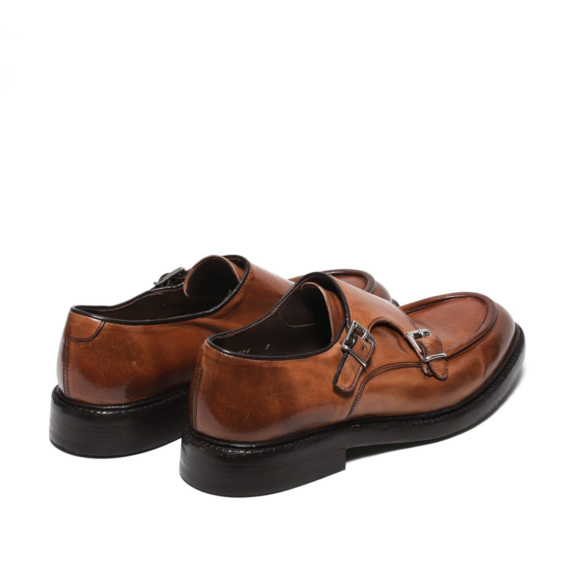 Green George Moccasin Shoe With Double Buckle In Tan Leather