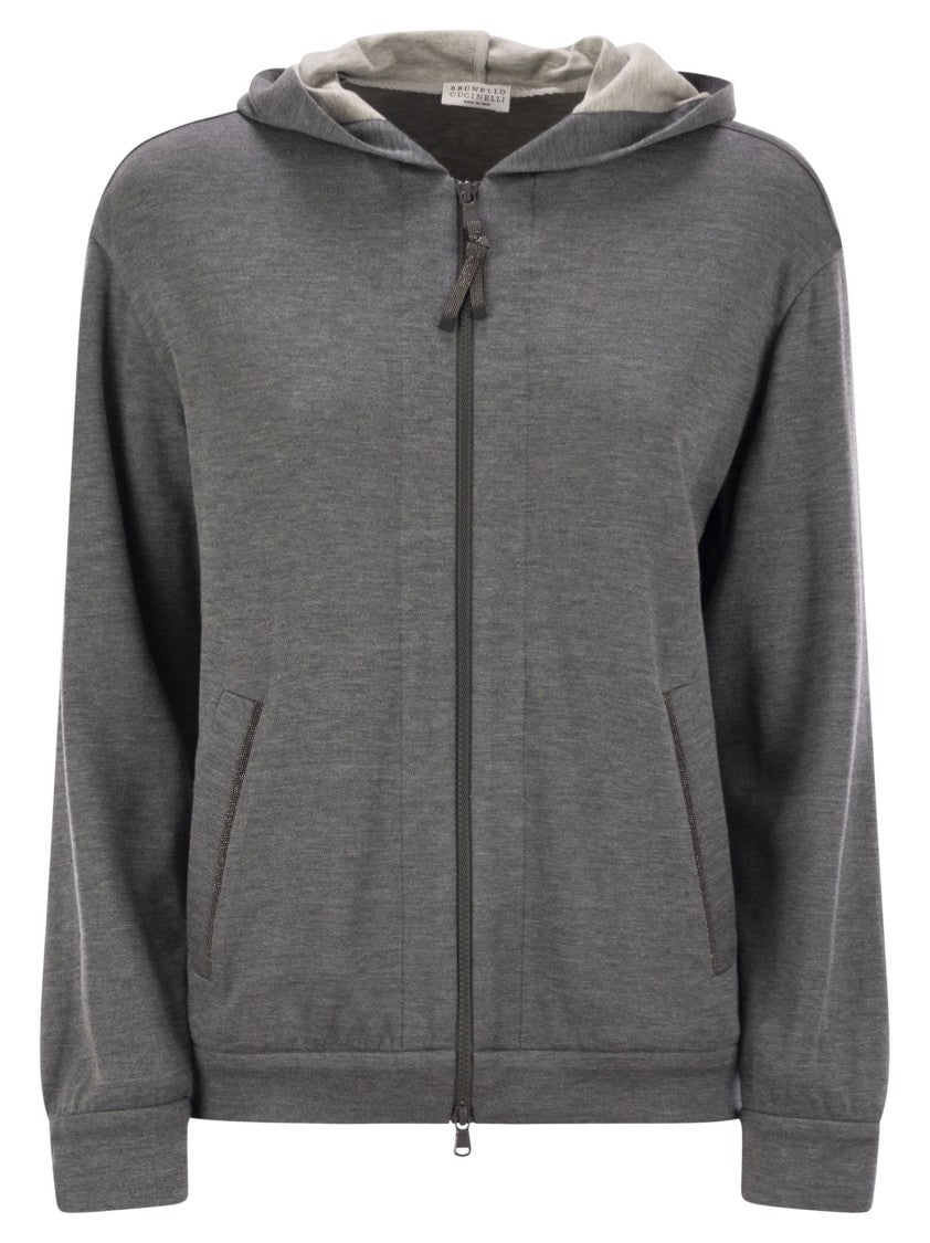 Brunello Cucinelli Cotton-Silk Sweatshirt Topwear With Jewellery