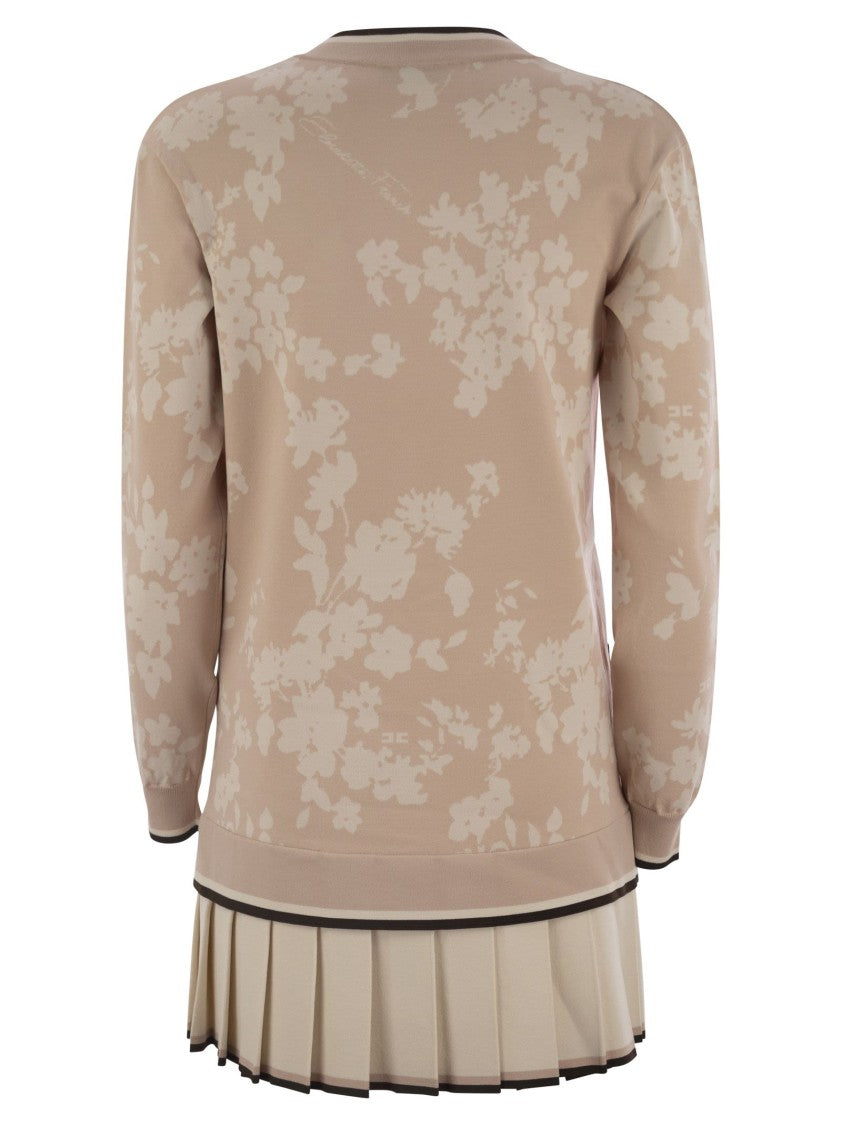 Elisabetta Franchi Knitted Dress In Floral Jacquard