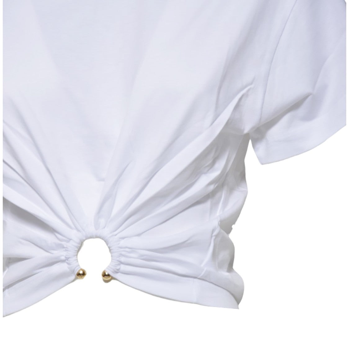Rabanne White Cotton Cropped Piercing T-Shirt