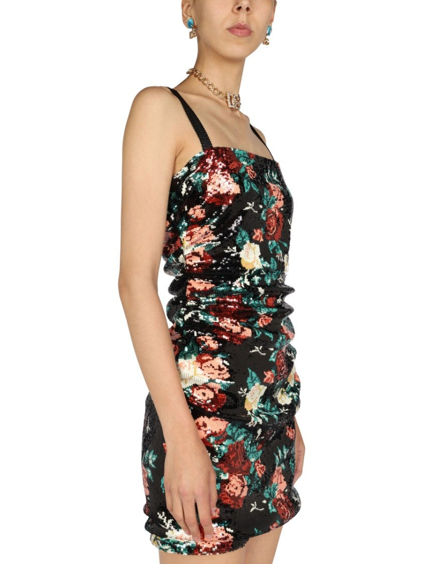 Dolce & Gabbana Rose Embroidery Short Dress