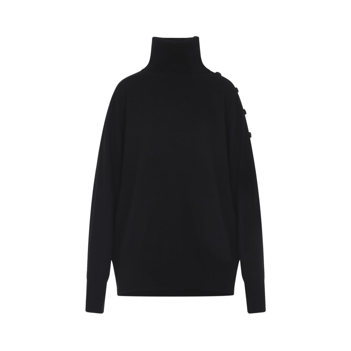 Dries Van Noten Ribbed Collar Cashmere Sweater With Side Button Detailing