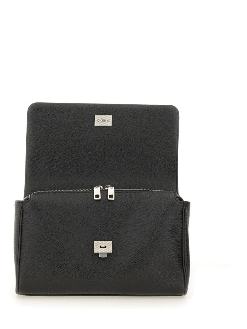 Dolce & Gabbana Textured Leather Briefcase With Detachable Shoulder Strap