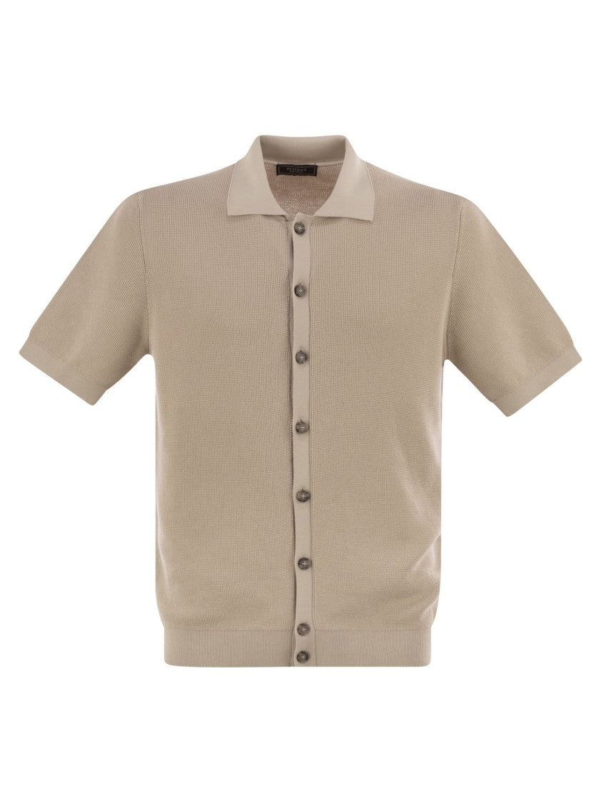 Peserico Polo Cardigan In Pure Cotton Yarn