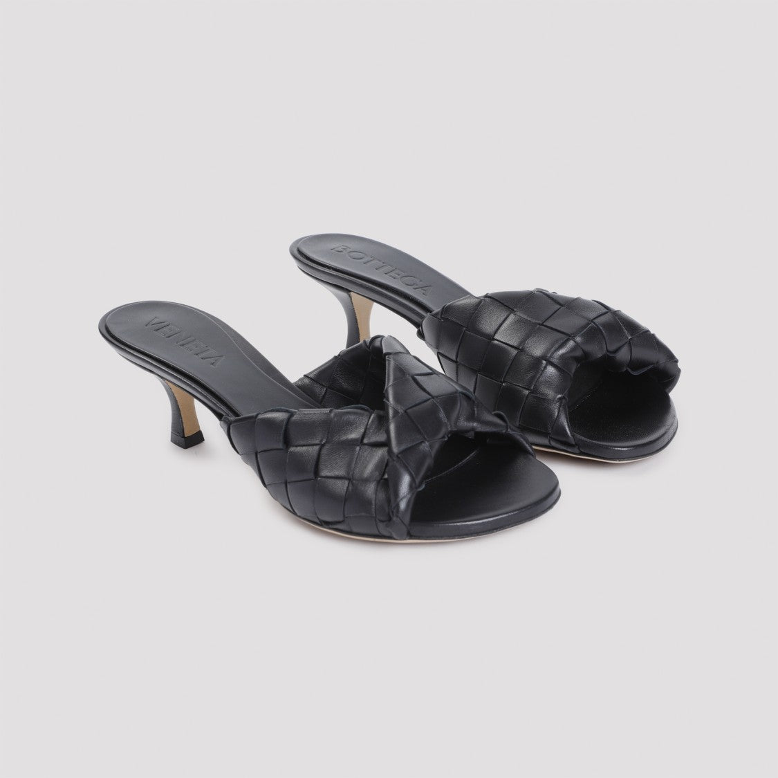 Bottega Veneta Black Lamb Leather Mules
