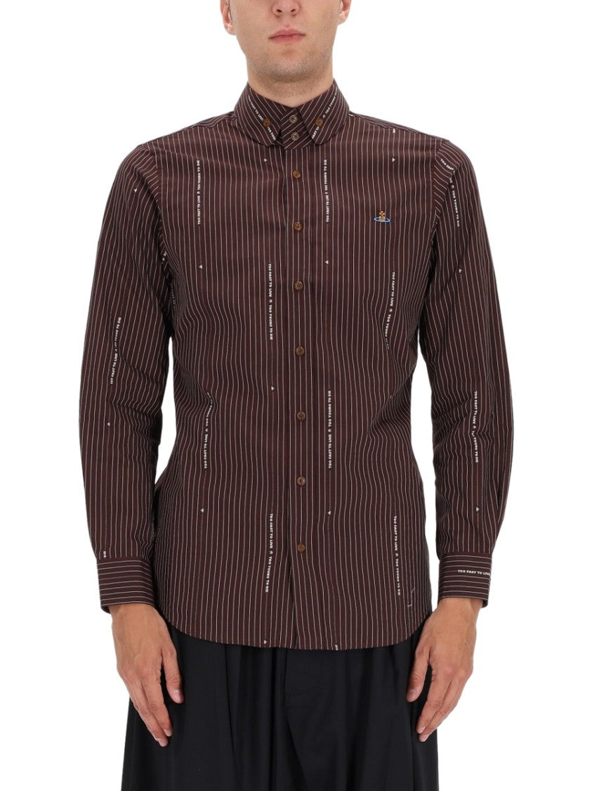 Vivienne Westwood Bordeaux Shirt With Vertical Pinstripes