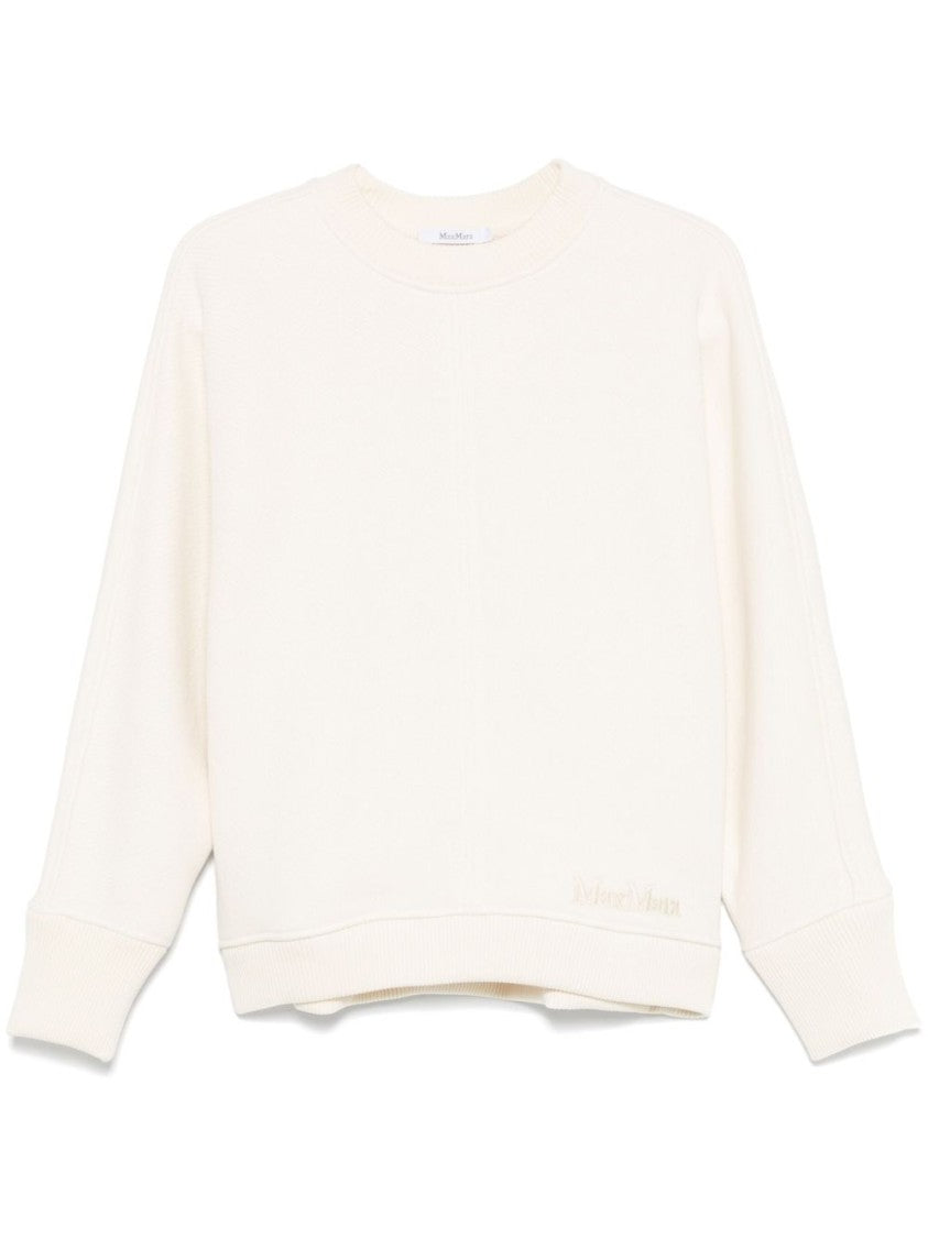 Max Mara Ribbed Neckline Sweatshirt With Embroidered Logo