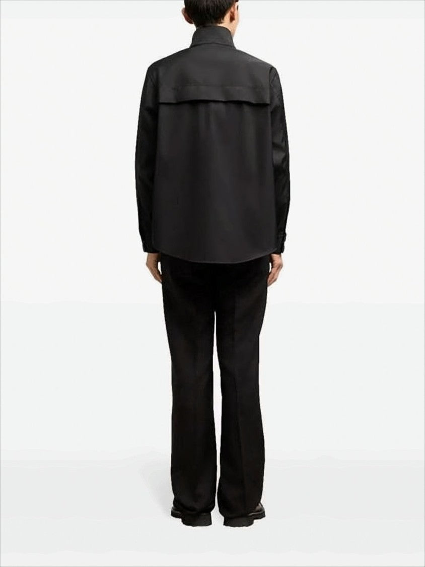 Ami Structured High Stand Collar Shirt With Flap Pockets