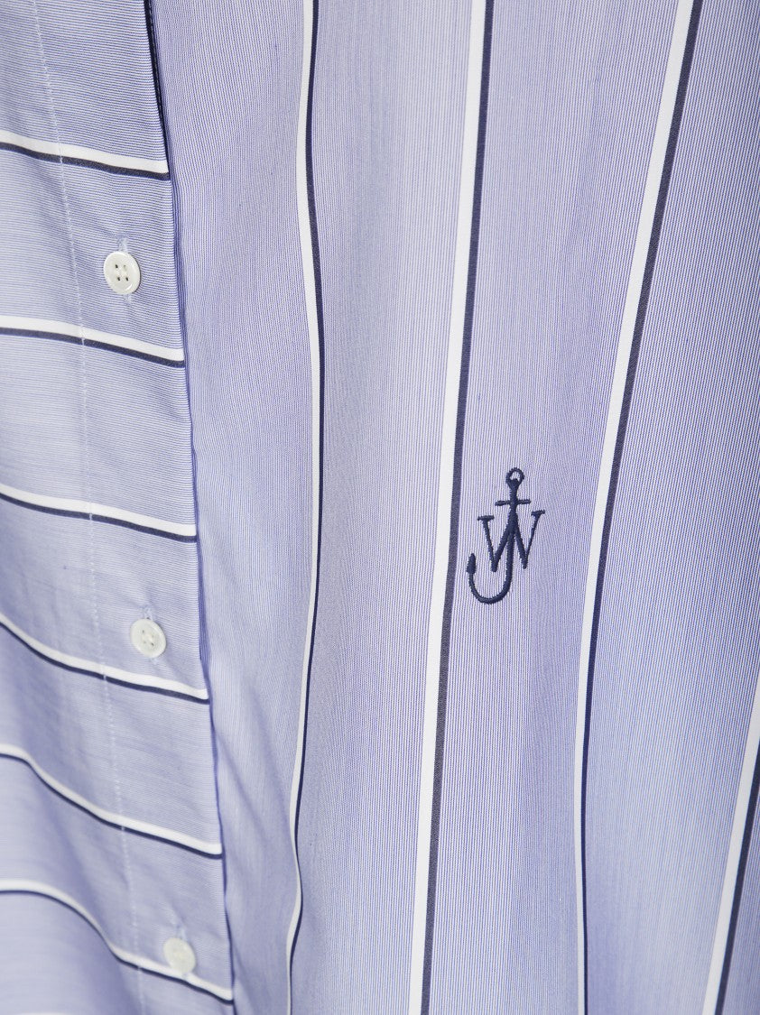 J. W. Anderson Short Sleeve Striped Shirt Dress With Embroidered Detail