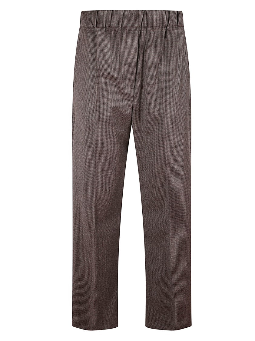 Max Mara Micro Houndstooth Stretch Flannel Trousers With Tailored Fit