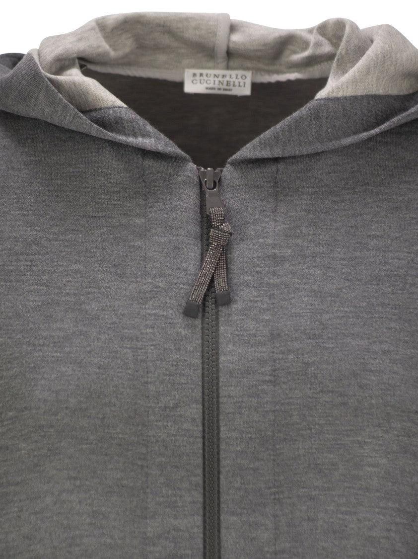 Brunello Cucinelli Cotton-Silk Sweatshirt Topwear With Jewellery