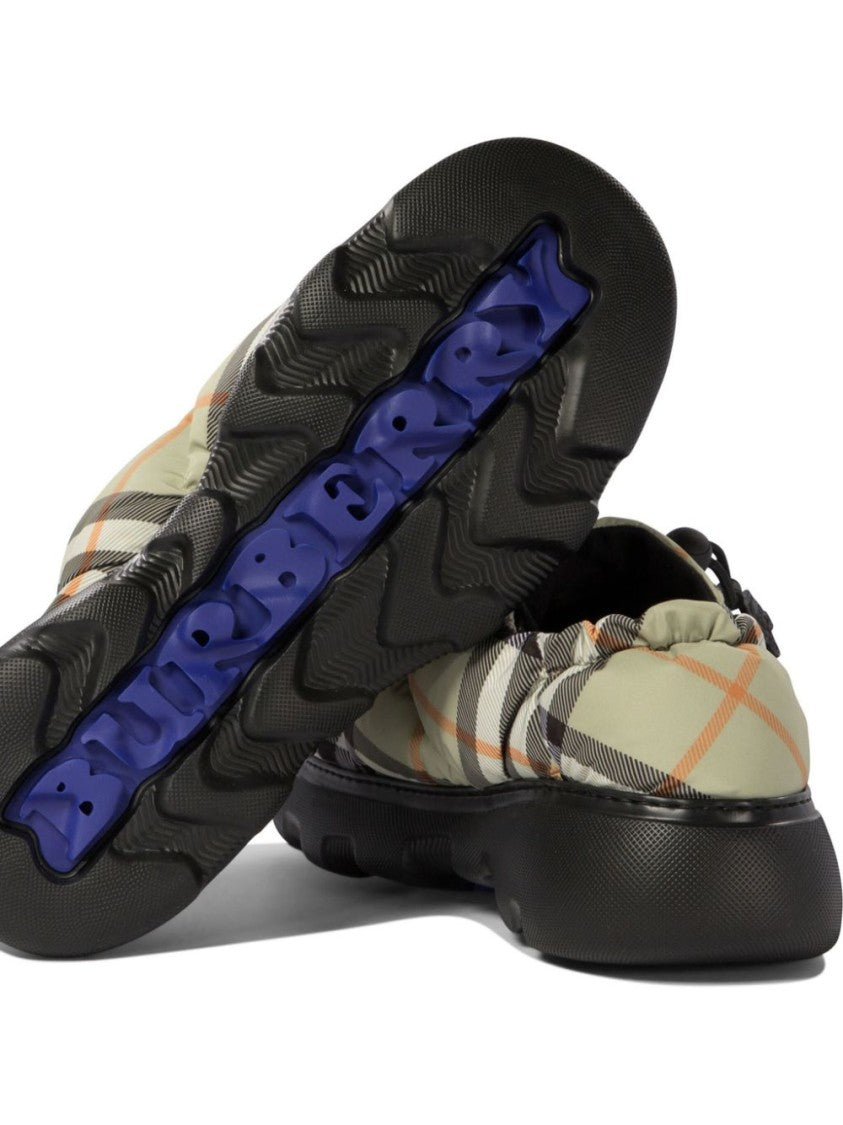 Burberry Quilted Green Sandals With Classic Check Pattern