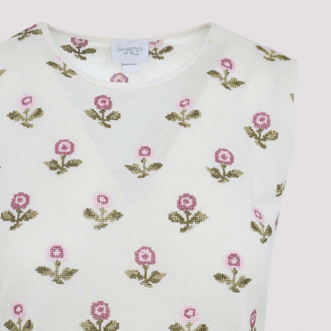 Giambattista Valli Fitted Floral-Patterned Cashmere-Silk Top