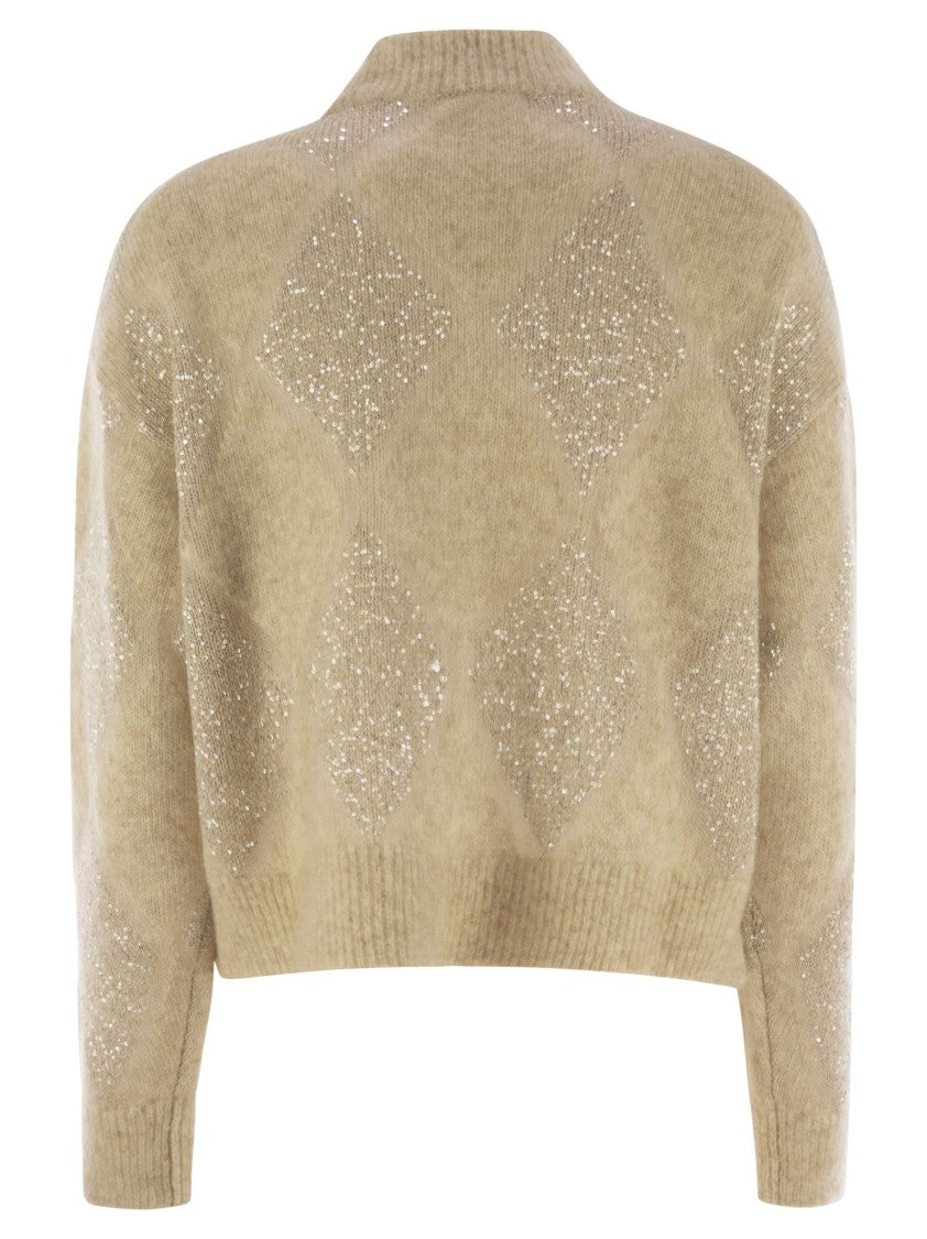 Brunello Cucinelli Dazzling Argyle Sweater In Wool And Mohair