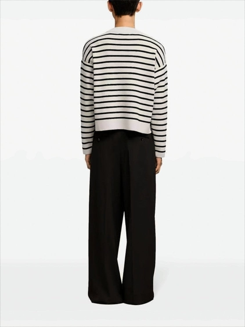 Ami Cropped Sweater With Classic Stripe Pattern