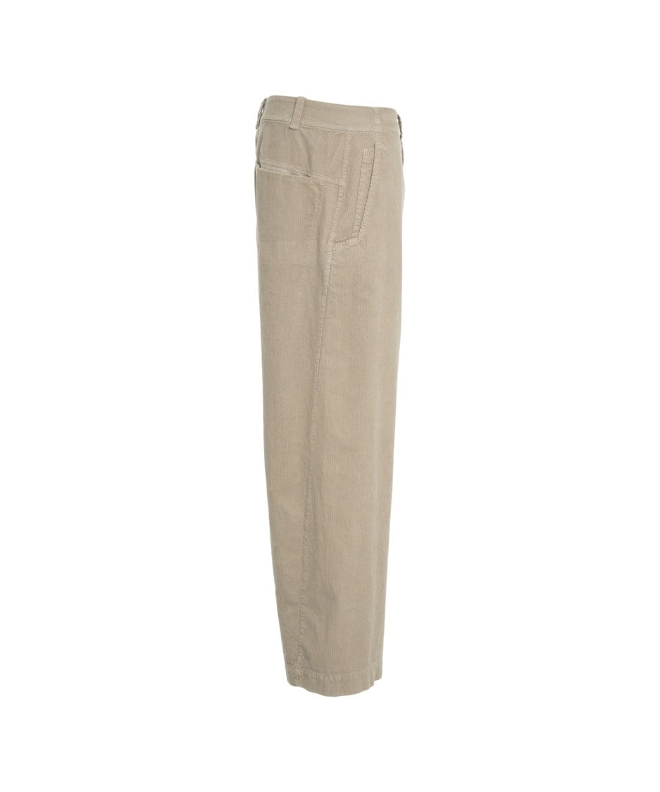 Transit Wide Leg Trousers With Classic Button Closure And Fluid Silhouette