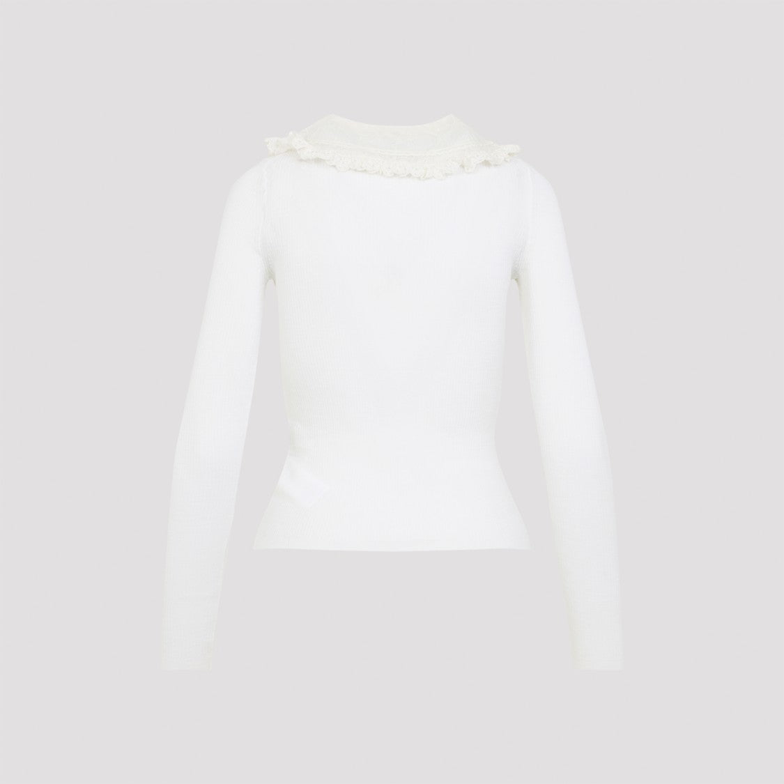 Chloé Fitted Wool Sweater With Lace Collar