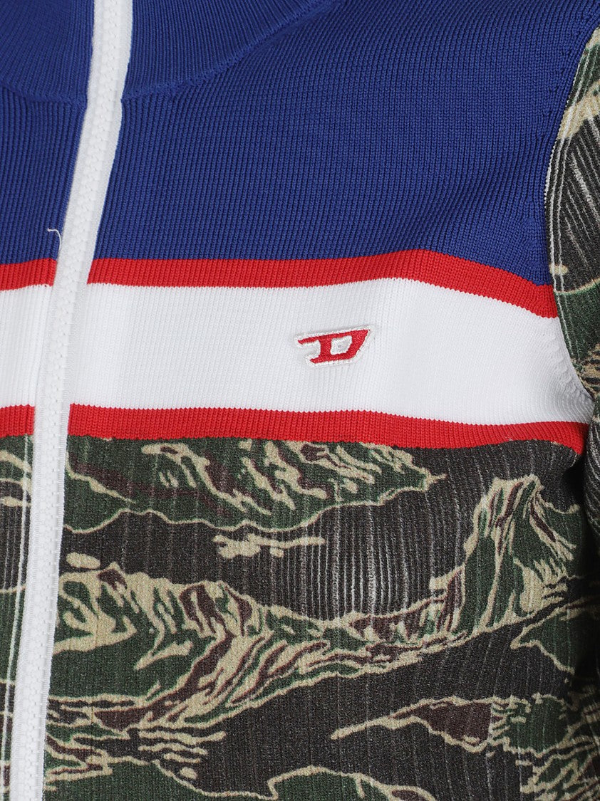Diesel Ribbed Cropped Jacket With Camouflage Patterns