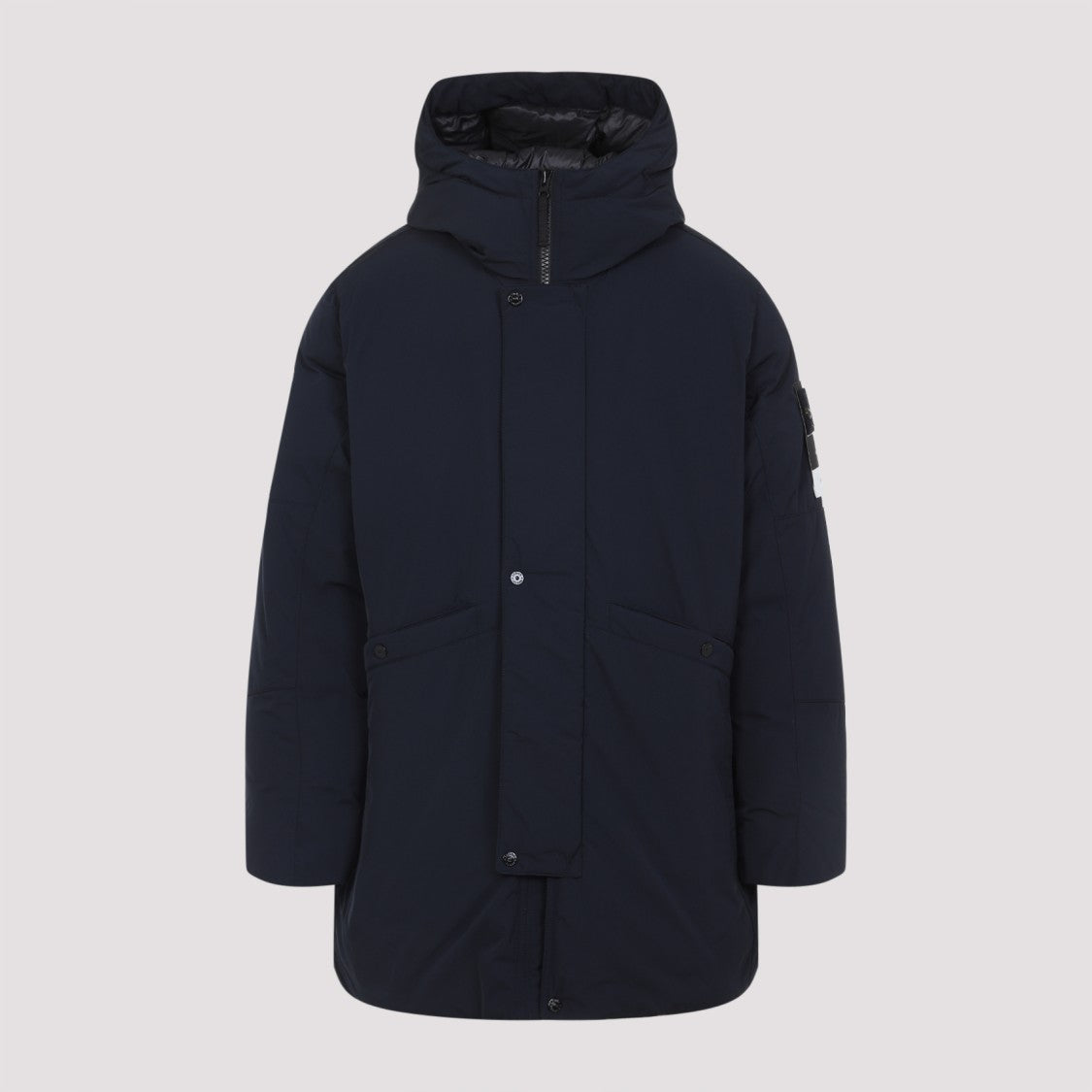 Stone Island Navy Blue Polyester Long Parka