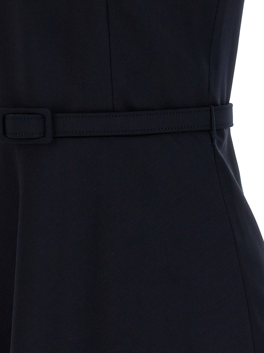 Alessandra Rich Light Wool Midi Dress With Belted Waist
