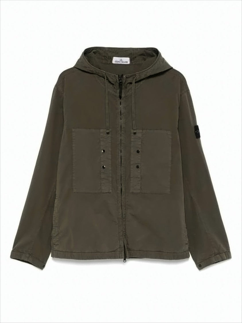 Stone Island Relaxed-Fit Green Jacket With Adjustable Drawstrings