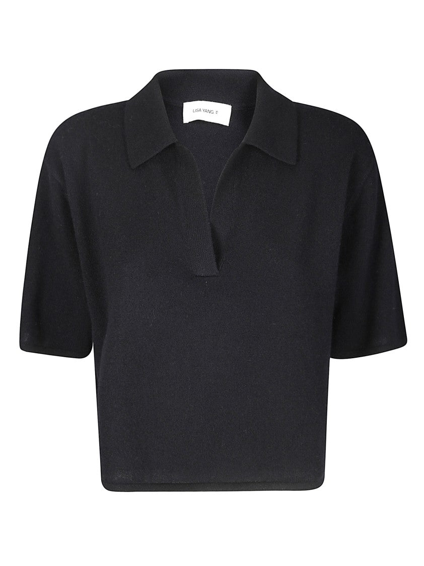 Lisa Yang Short-Fit Cashmere Top With V-Neckline And Classic Collar