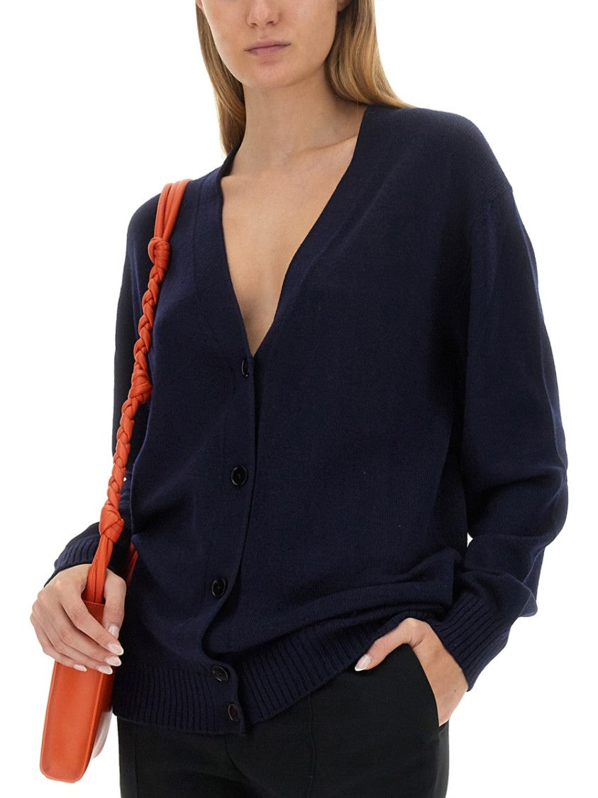 Jil Sander Relaxed Fit Black Wool Cardigan