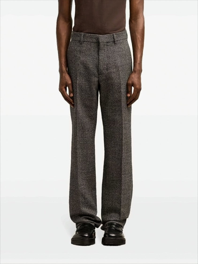 Ami Straight-Leg Textured Wool-Cotton Suit Pants