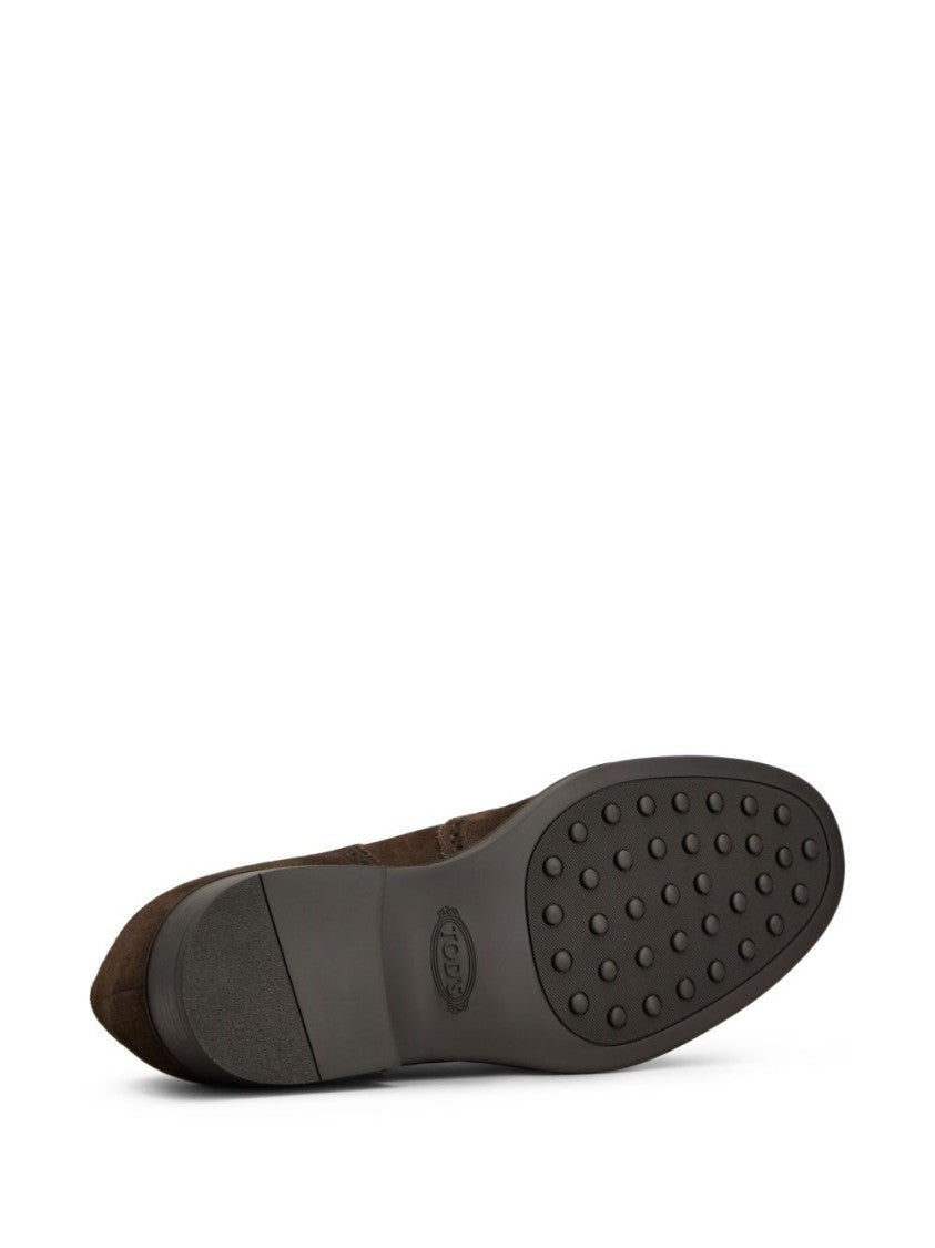 Tod's Brogue Lace-Up Shoes In Rich Suede