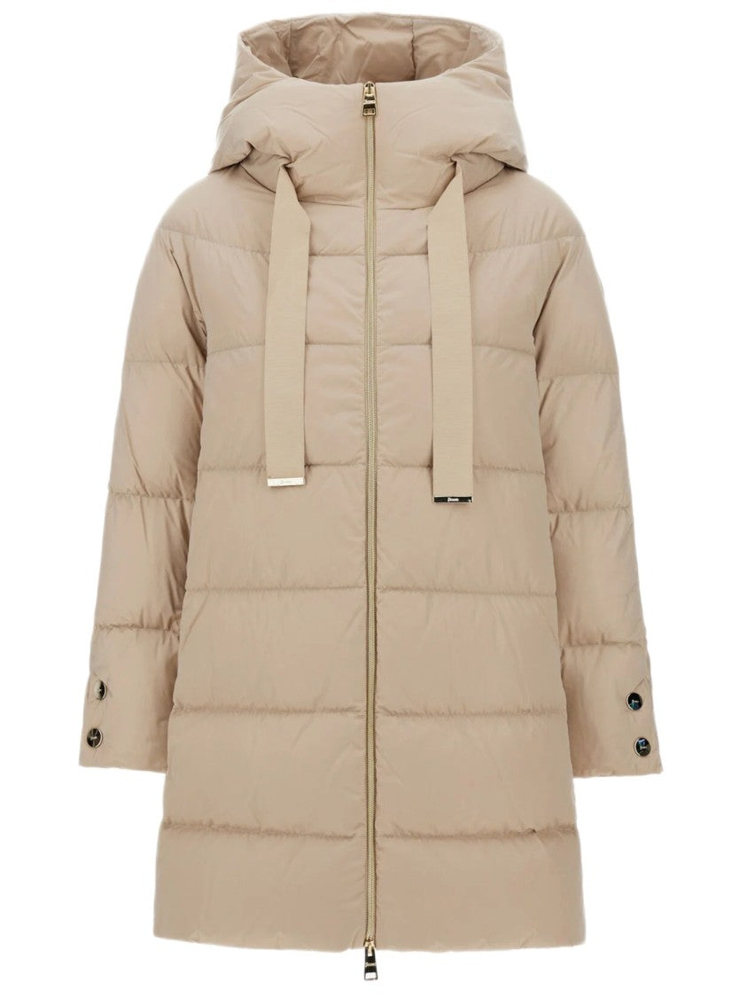Herno Puffer Coat With High Padded Collar And Relaxed Fit