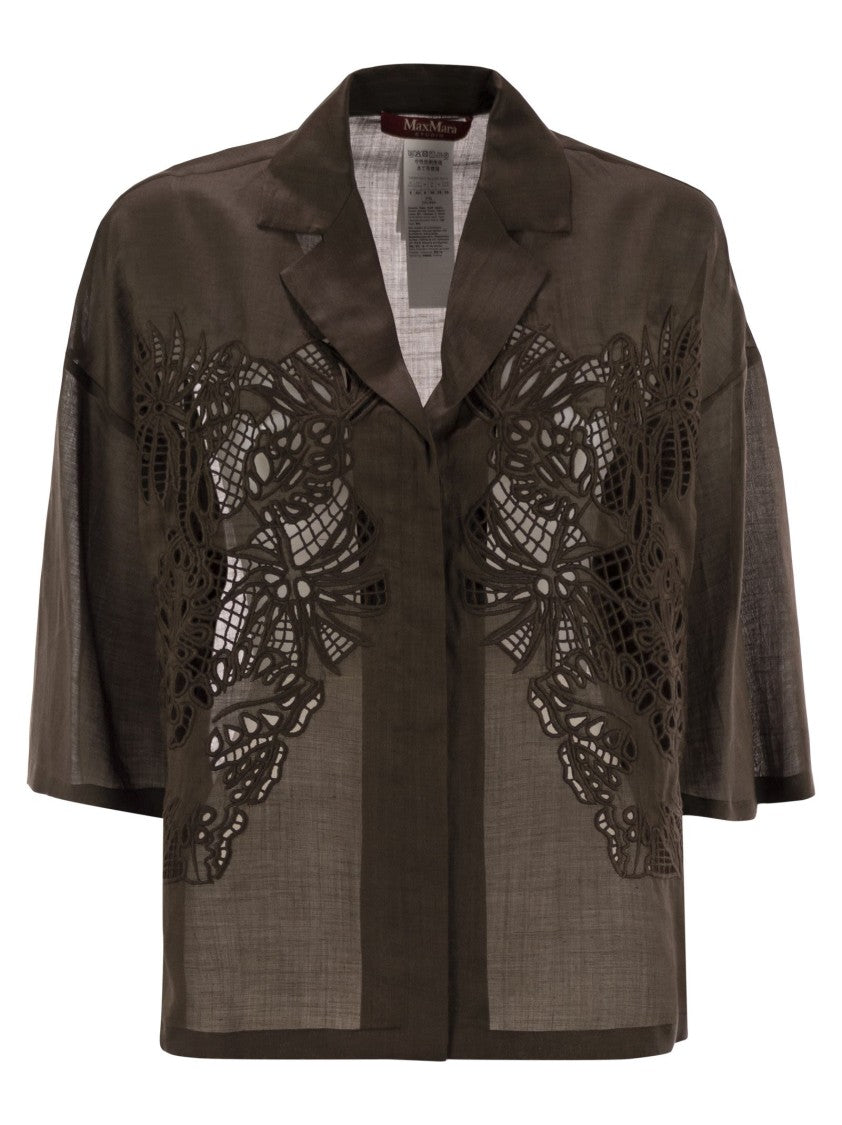 Max Mara Legno - Boxy Shirt In Ramie Canvas