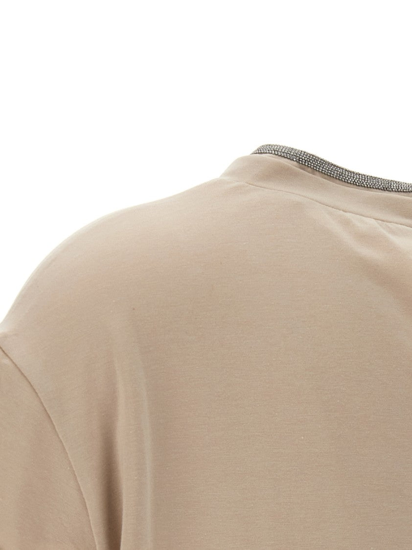 Brunello Cucinelli Monile Detail Cotton Crewneck T-Shirt